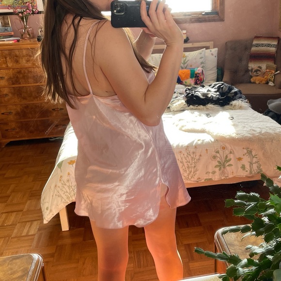 Vintage pink slip dress M - Picture 3 of 5